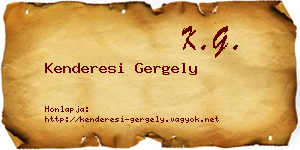 Kenderesi Gergely névjegykártya